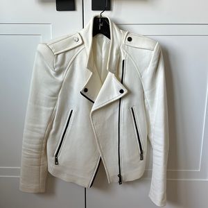 Zara white structured moto jacket